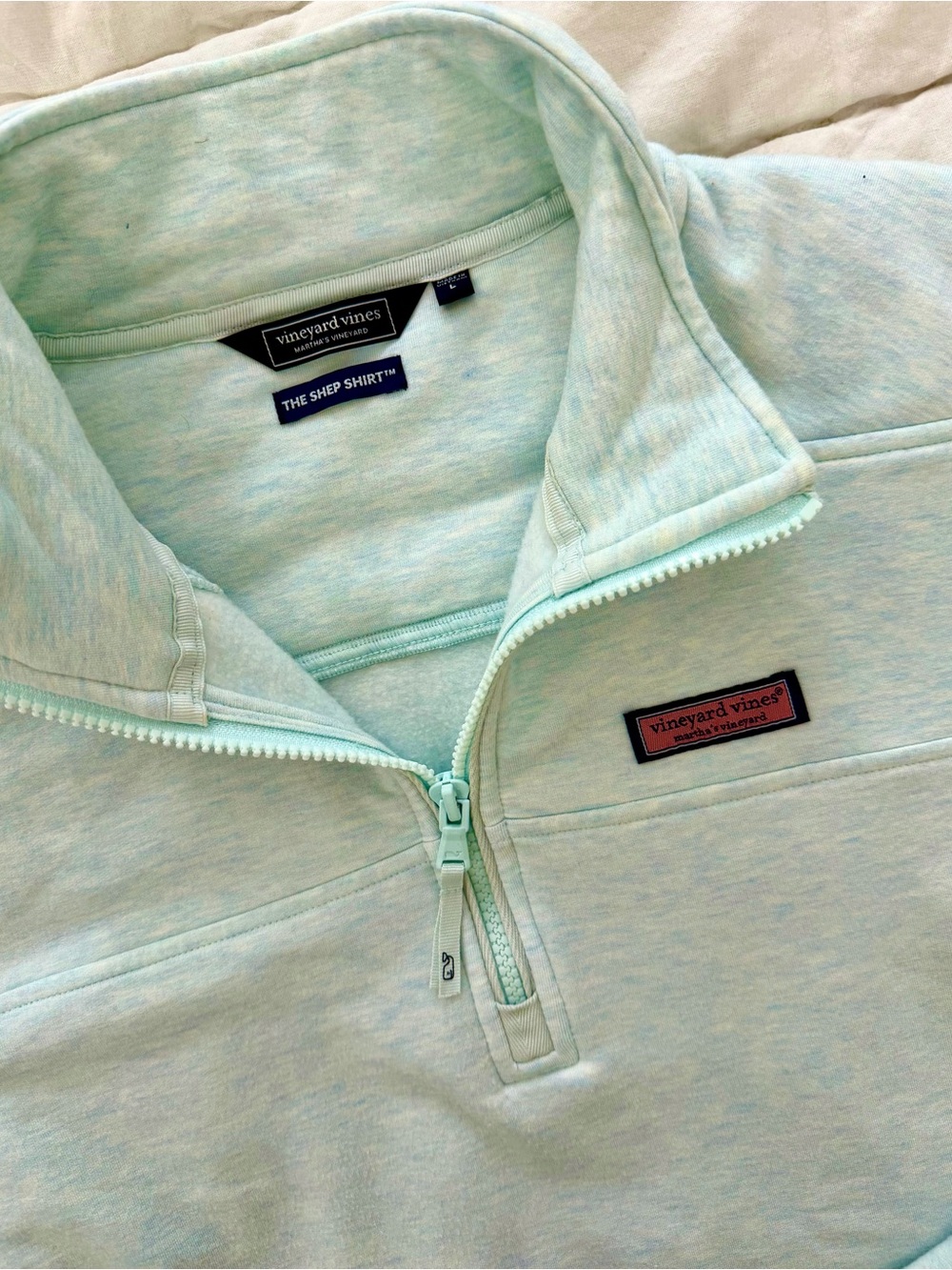 Vineyard Vines Mint Half-Zip Dreamcloth Shep Shirt - Picture 4 of 5